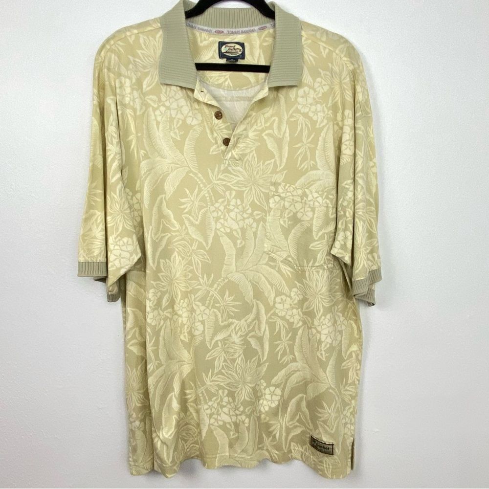 Tommy Bahama Yellow Hawaiian Shirt Vacation Cruise Island Travel Men’s XL‎